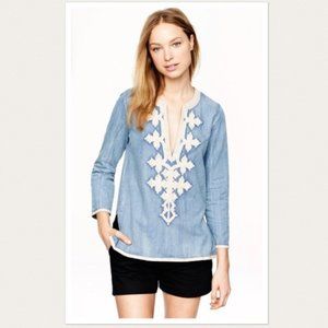 J Crew Denim Tunic with Embroidery